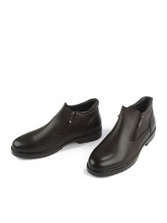 Brown Men's Boots with Zipper