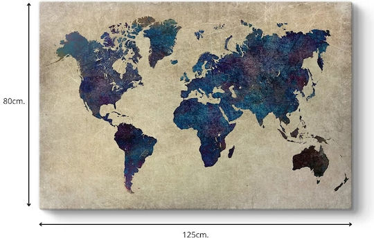 Megapap World Map Painting on Canvas 125x80cm