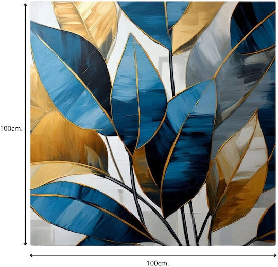 Megapap Botanical Leaves Πίνακας σε Καμβά 100x100cm