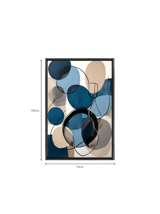 Megapap Blue And Beige Abstract Πίνακας σε Καμβά 70x100cm