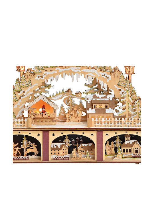 Christmas Illuminated Decorative Wooden Village with Battery 45x32x11cm.