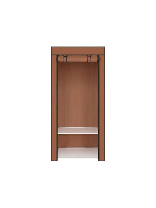 Fabric Wardrobe with Zipper and Shelves in Brown Color 165x60cm 521711_br