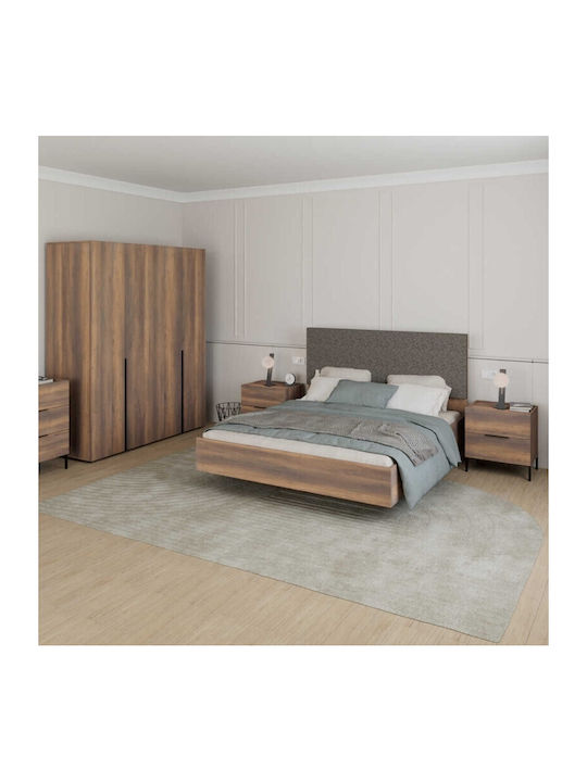 Oryana Bett Übergröße Gehäutet mit Stoff Nussbaum für Matratze 160x200cm