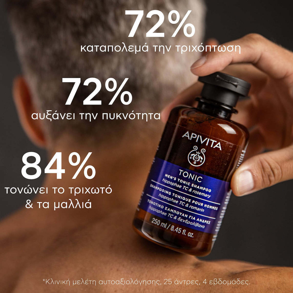 Apivita Men's Tonic Hippophae TC & Rosemary Σαμπουάν κατά της Τριχόπτωσης για Όλους τους Τύπους Μαλλιών 250ml
