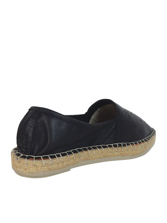 Women's Leather Espadrilles Black