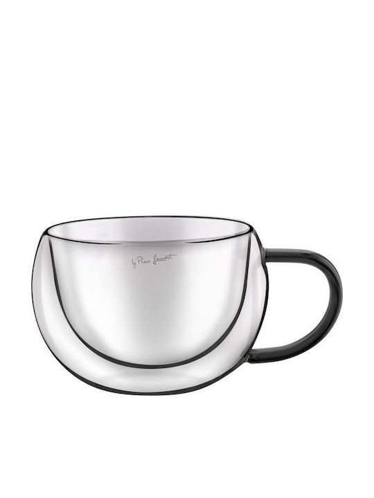 Lamart Vaso Σετ Φλιτζάνια Cappuccino Γυάλινα Μαύρο 270ml 2τμχ
