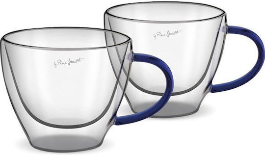 Lamart Vaso Set of Cups Cappuccino Glass Blue 190ml 2pcs