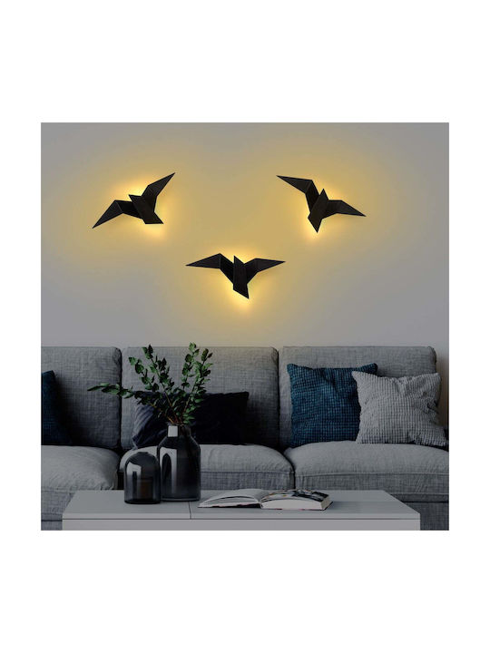 Opviq Modern Lamp Wall with Integrated LED and Warm White Light Black 56x24x14cm