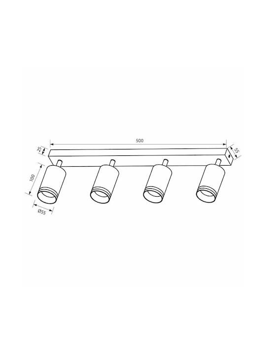 Vivalux King Spot with 4 Lights and with Socket GU10 in White Color