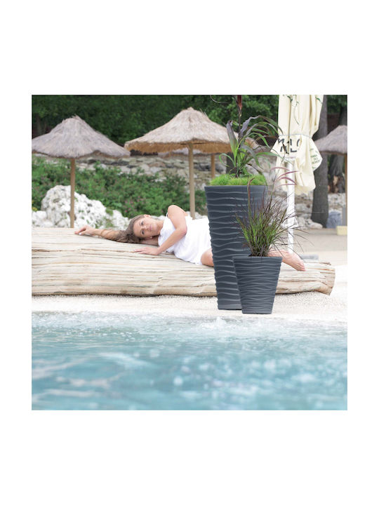 Marhome Sand Slim Pot Plastic Charcoal 38.7x38.7x75cm.