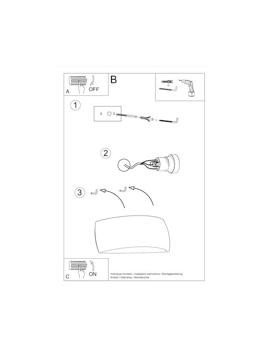 Sollux Pontius Classic Lamp Wall with Socket E27 White 32x20x16cm