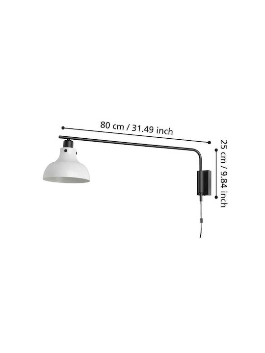 Eglo Matlock Industrial Lampă De Perete Cu Priză Bază De Bec E27 Gri 20x25x20cm