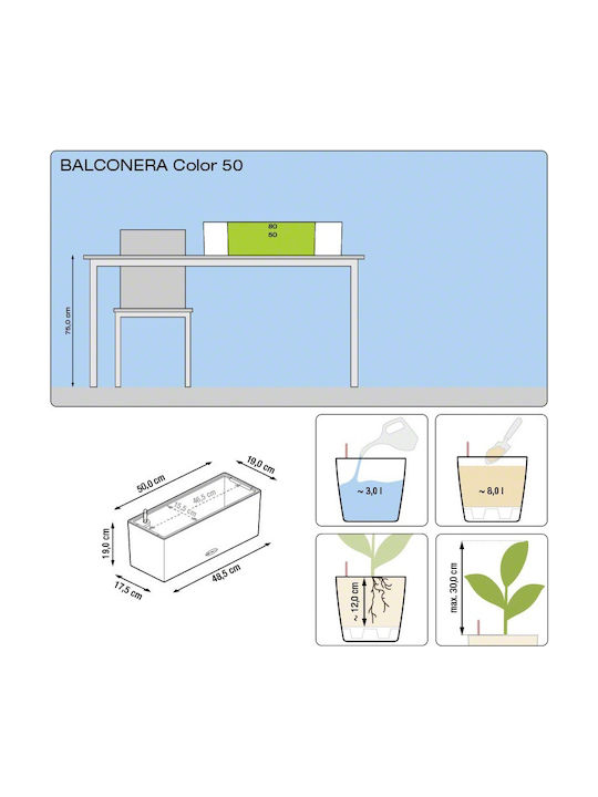 Lechuza Balconera Self-watering Planter Box Plastic White 50x19x19cm.