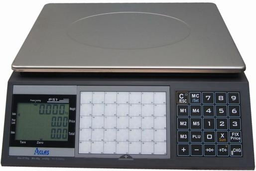 Aclas PS1XD Electronic Retail Scale with Weighing Capacity of 30kg and Division 10gr