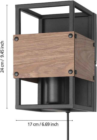 Eglo Evesham Modern Lamp Wall Socket with Socket E27 Black 17x17x14cm
