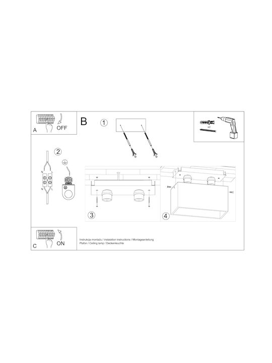Sollux Quad Doppel Spot mit Fassung GU10 in Schwarz Farbe