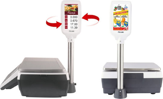 T-Scale Electronic Retail Scale with Column with Weighing Capacity of 30kg and Division 10gr