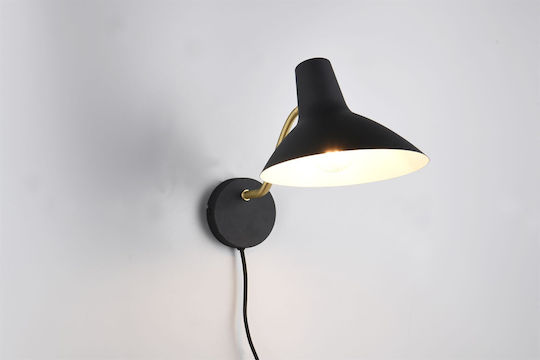 Trio Lighting Modern Leuchte Wand Steckdose mit Fassung E27 Schwarz 20cm