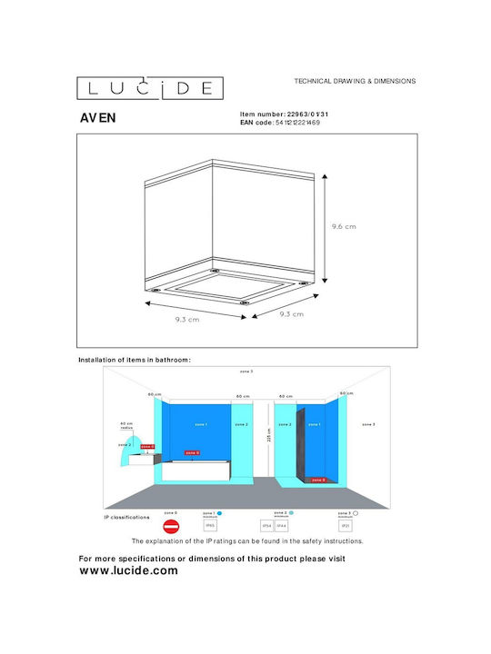 Lucide Lightning Aven Single Spot with Socket GU10 in White Color