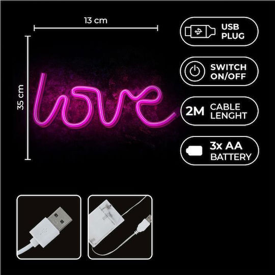 Forever Light Neon Διακοσμητικό Φωτιστικό LED Love 35x2x13εκ.