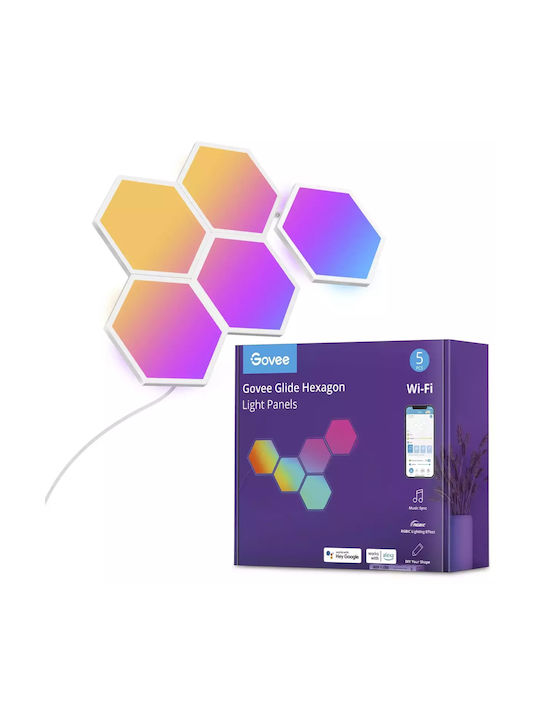 Govee Smart Διακοσμητικό Φωτιστικό Glide Hexa H6061 LED RGBIC Hexagon 5τμχ