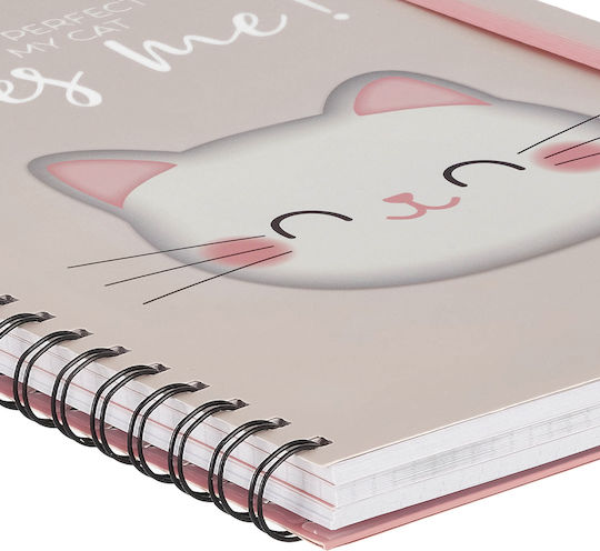 Legami Milano Spiral Notebook Ruled A4 204 Sheets Kitty Pink 1pcs