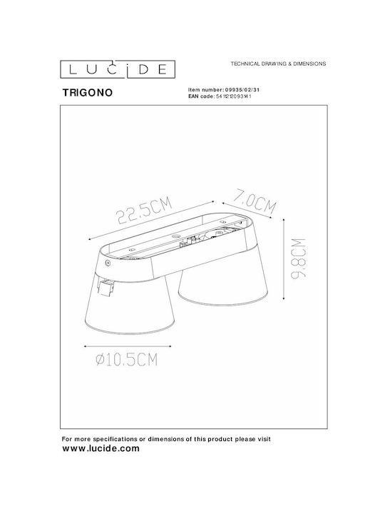 Lucide Lightning Trigono Διπλό Σποτ με Ντουί GU10 σε Λευκό Χρώμα