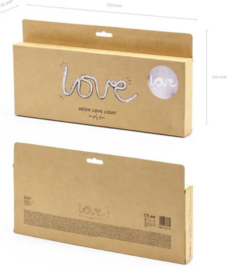PartyDeco Neon Διακοσμητικό Φωτιστικό LED Θερμό Λευκό 3000K Love 34.5x13εκ.