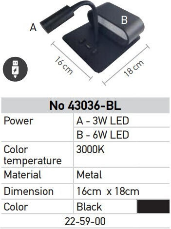 Inlight Single LED Warm White Spot in Black Color