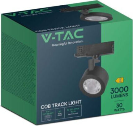 V-TAC Μονό LED Ρυθμιζόμενο Λευκό Σποτ σε Μαύρο Χρώμα