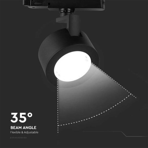 V-TAC Μονό LED Ρυθμιζόμενο Λευκό Σποτ σε Μαύρο Χρώμα