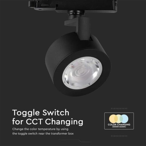 V-TAC Μονό LED Ρυθμιζόμενο Λευκό Σποτ σε Μαύρο Χρώμα