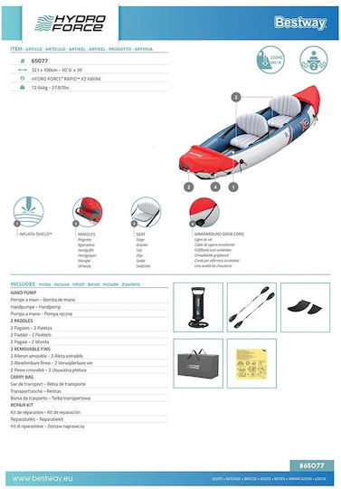 Bestway Bestway Hydro Force Rapid X2 65077 Inflatable Sea Kayak 2 People White