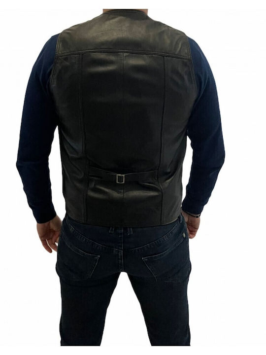Ärmellos Lederjacke Jacke Black