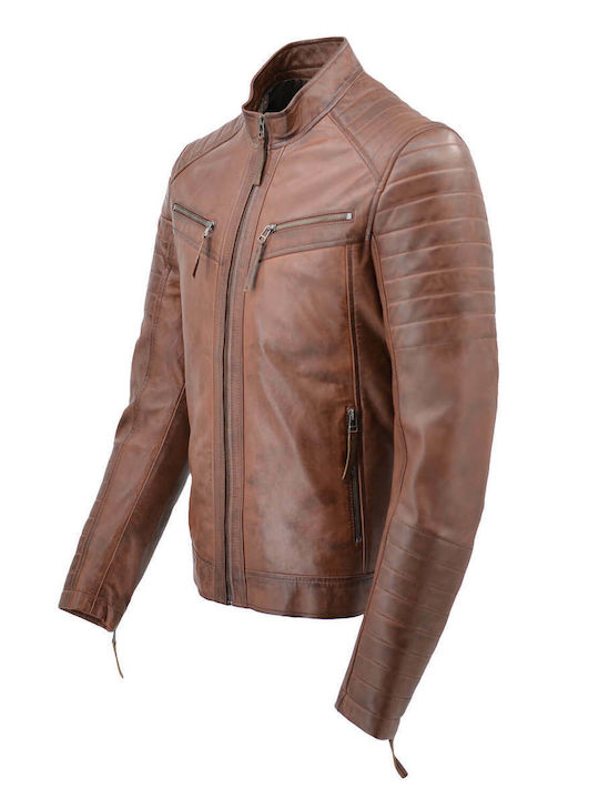 Dermatina 100 Cognac Biker Leather Jacket Cognac