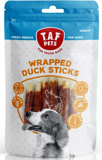 T.A.F. Pets Wrapped Dog Stick Treats with Duck 75gr