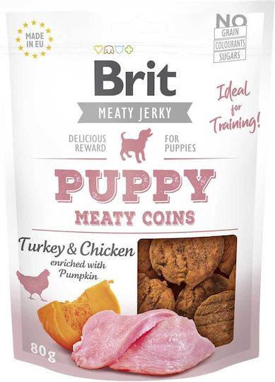 Brit Turkey Meaty Coins Treat for Puppies with Turkey, Chicken, Meat, Pumpkin and Ton 80gr