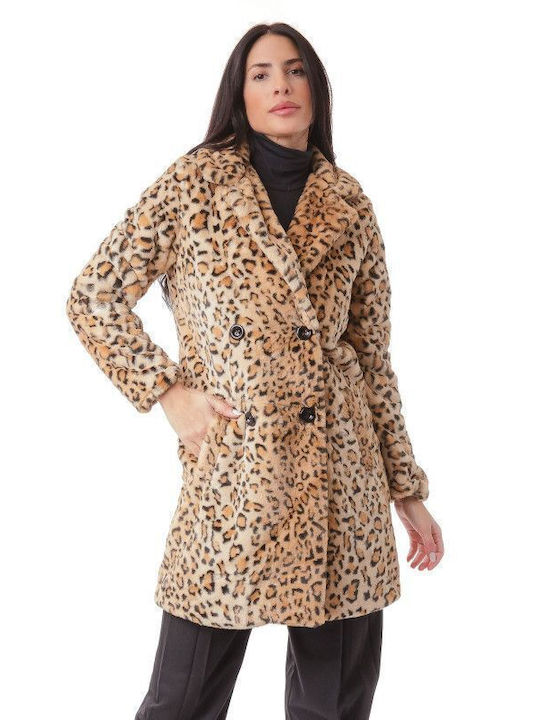 Silia D Women's Short Fur Animal Print