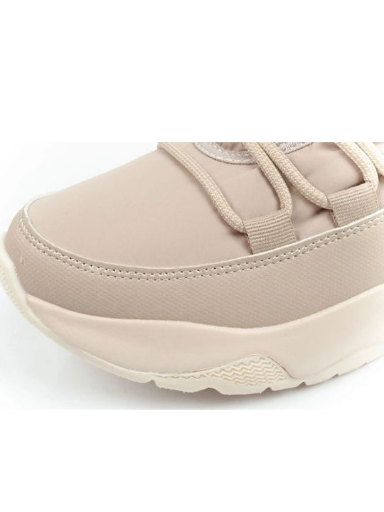 Snow Boots with Zipper & Fur Beige