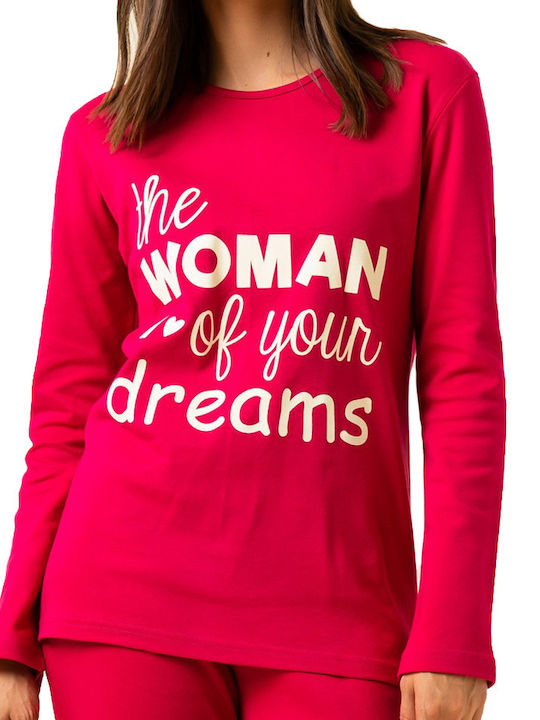 Happy Family Winter Women's Cotton Pyjama Top Fuchsia