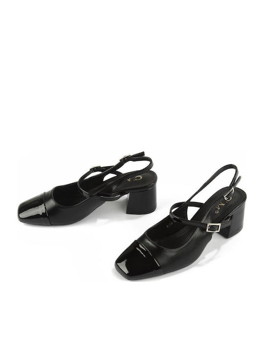 Pumps mit Riemchen & mittelhoher Absatz Schwarz