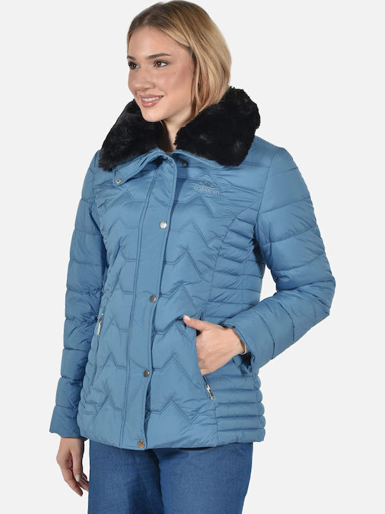 Women's Short Lifestyle Jacket for Winter Sea Blue