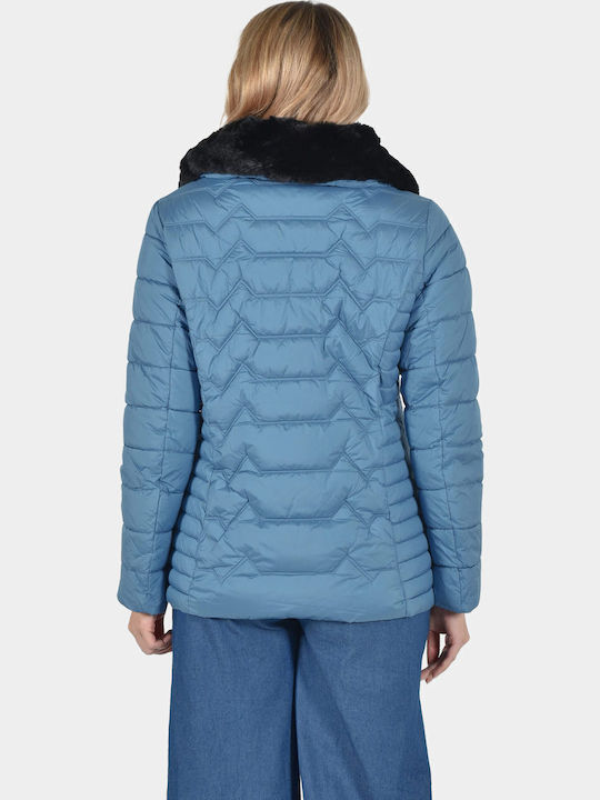 Women's Short Lifestyle Jacket for Winter Sea Blue