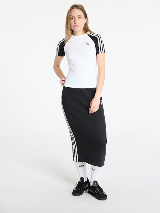 Adicolor 3-Stripes Дамска Спортна T-shirt На Райета Бял/Черен