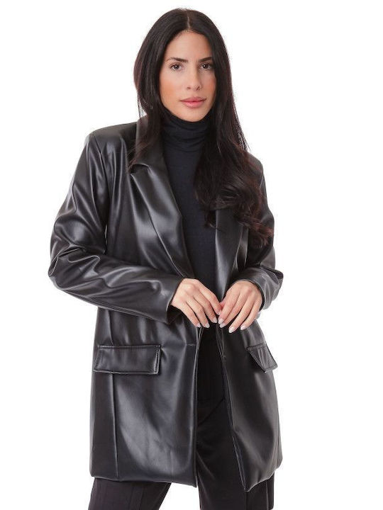 Silia D Women's Leather Blazer Black