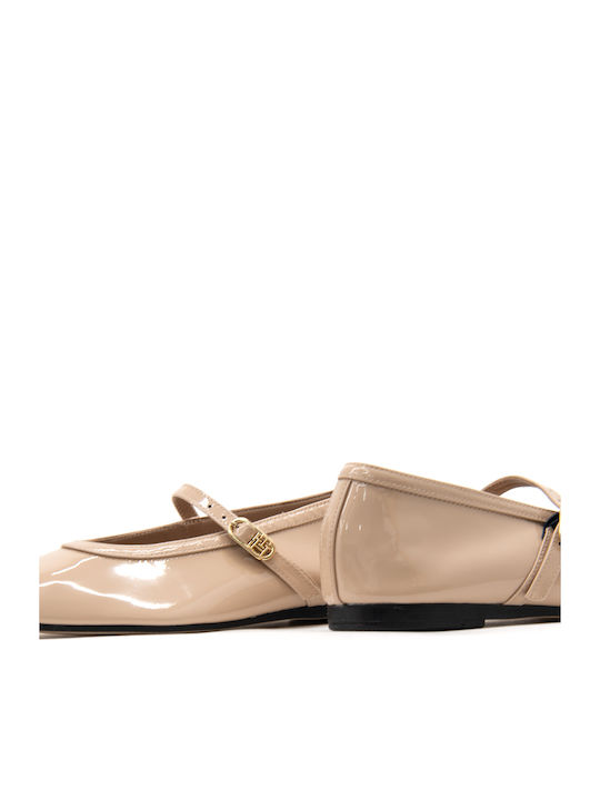 Patent Leather Ballerinas With strap Pink