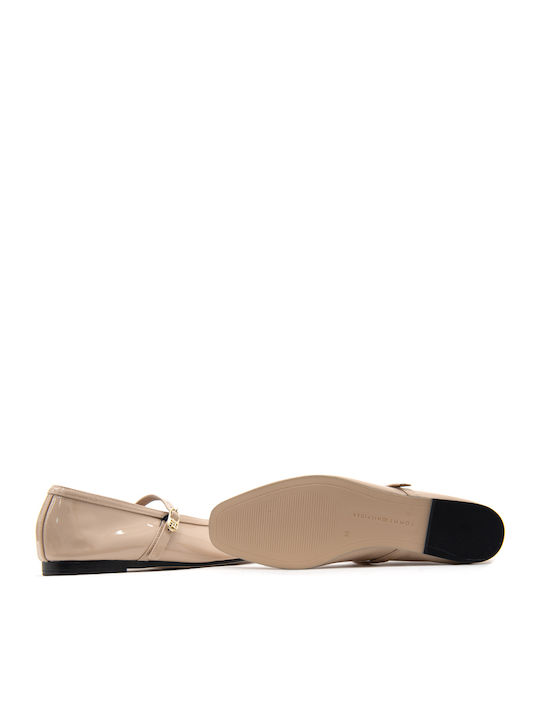 Patent Leather Ballerinas With strap Pink