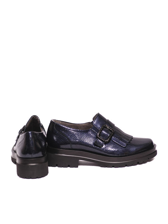 Leather Women's Moccasins in Blue Color