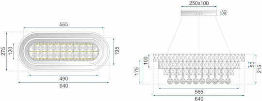 Toolight Κρεμαστό Φωτιστικό LED με Κρύσταλλα