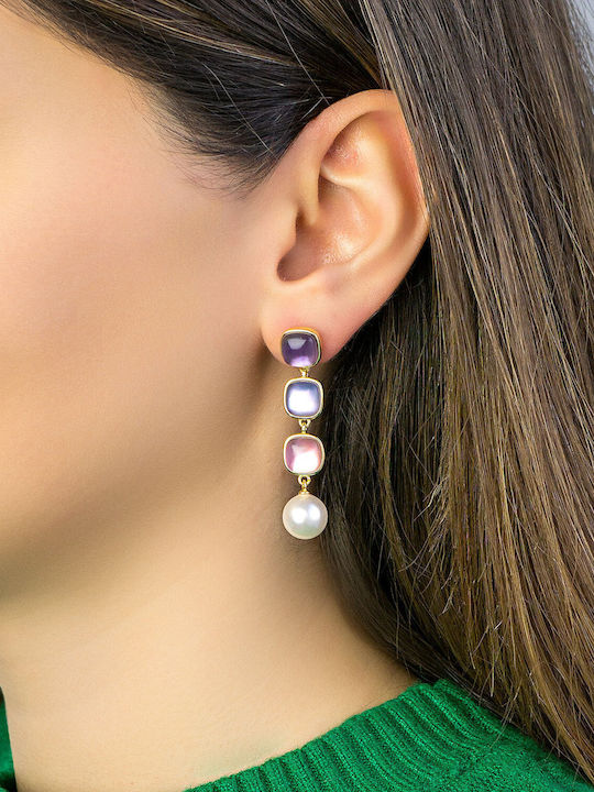 Luxenter Earrings made of Silver Gold Plated with Stones